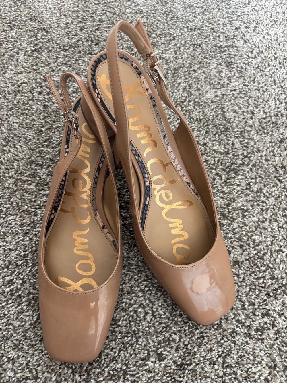 EUC Sam Edelman Patent Nude Slingback Mules
